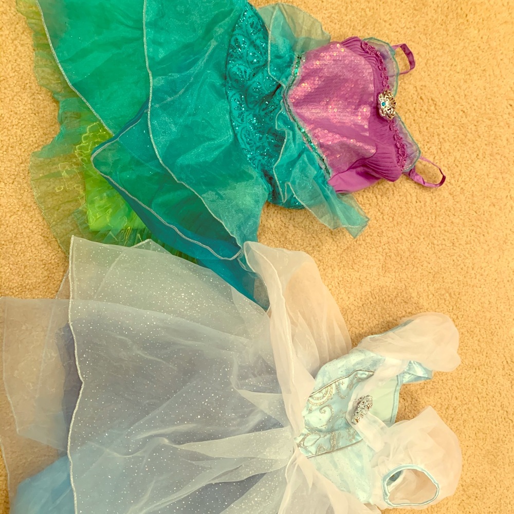 Pair of Disney dress up dresses Ariel Cinderella